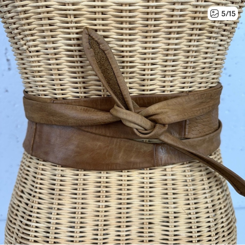 Anthropologie ADA Cognac Leather Wrap Blet